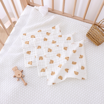 Prosop pătrat pentru bebeluși și șervet de salivă, din bumbac 100%, țesătură nețesută, pentru nou-născuți (0–12 luni), model cu animale, foarte moale și absorbent