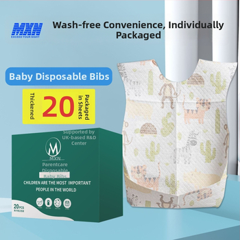 Bibs unice pentru bebeluși cu buzunar, impermeabil, material nețesut, model animale/desene animate, potrivit pentru sugari și copii mici