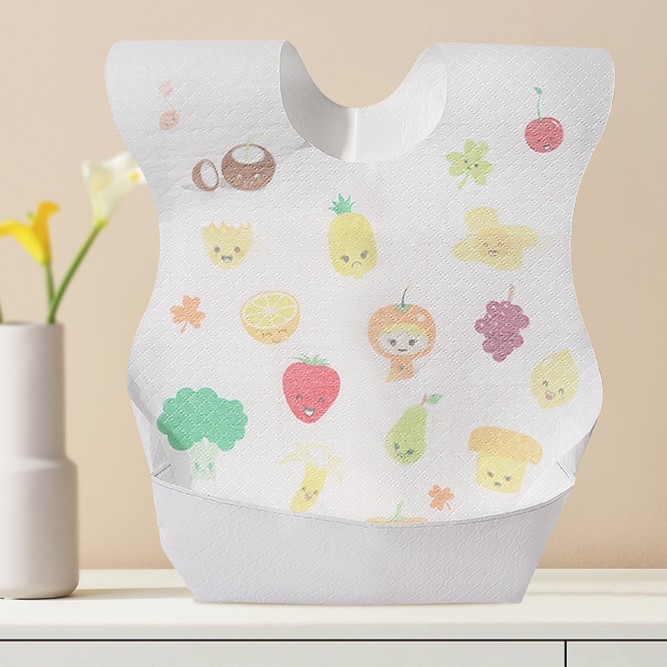 Bibs unice pentru bebeluși cu buzunar, impermeabil, material nețesut, model animale/desene animate, potrivit pentru sugari și copii mici