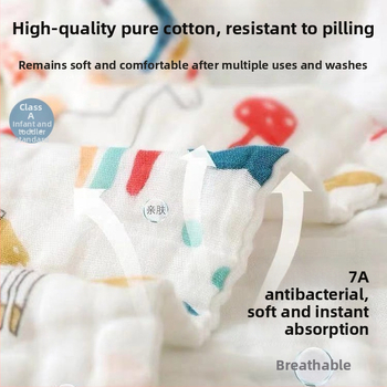 Prosop din tifon de bumbac cu șase straturi pentru față și salivă, potrivit pentru copii 3–8 ani, Primăvara 2025