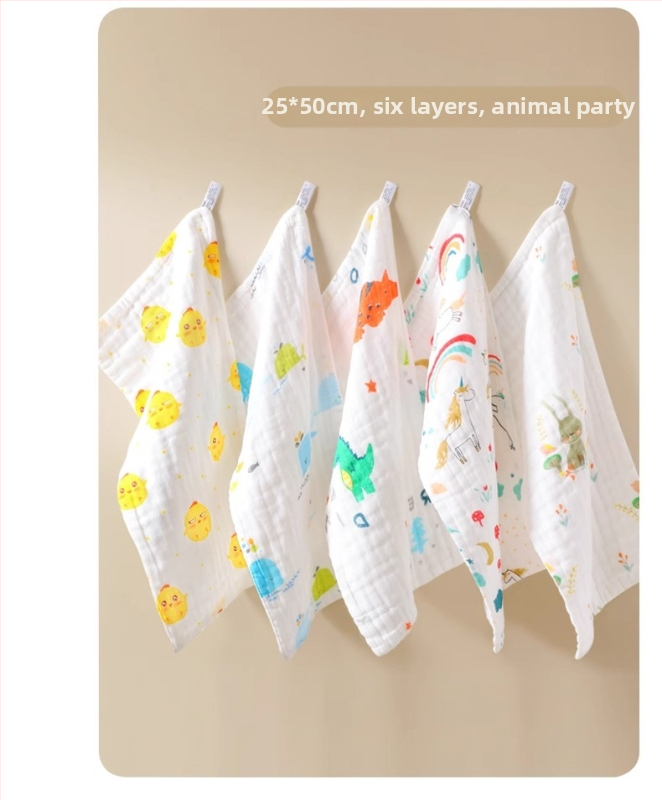 Prosop din tifon de bumbac cu șase straturi pentru față și salivă, potrivit pentru copii 3–8 ani, Primăvara 2025