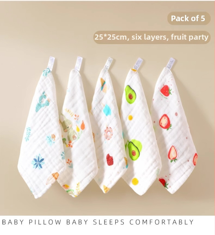 Prosop din tifon de bumbac cu șase straturi pentru față și salivă, potrivit pentru copii 3–8 ani, Primăvara 2025