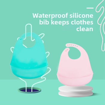 Bib din silicon pentru copii, pentru hrănire, impermeabil, ultra-subțire, de înaltă calitate alimentară, cu model desen animat, pentru copii 1–3 ani