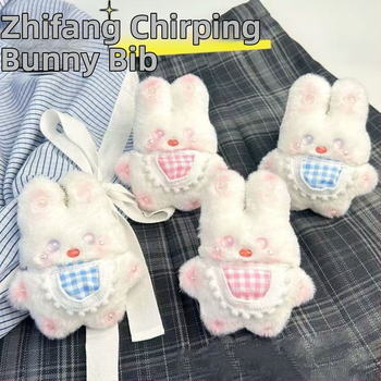 iepure pluș - pandantiv pentru chei cu sunet, stil desen animat, model animale mici (material: pluș; sezon: toamnă 2025)