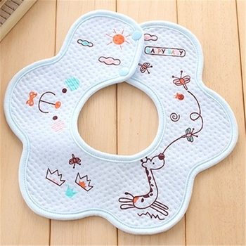 Baveta pentru bebeluși cu rotire la 360 de grade, din bumbac, impermeabilă, cu design brodat cu flori, închidere cu capse, pentru vârsta 1–3 ani