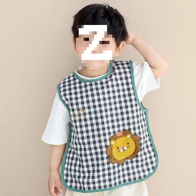 Bibs de masă impermeabili pentru copii, rezistenți la pete, fără mâneci, din bumbac, pentru vârsta 3–8 ani