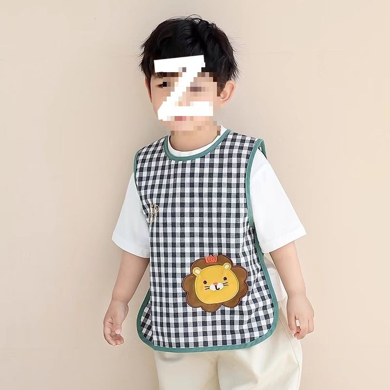 Bibs de masă impermeabili pentru copii, rezistenți la pete, fără mâneci, din bumbac, pentru vârsta 3–8 ani