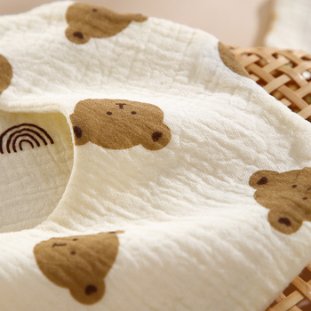 Bib de bebeluș din bumbac pur, țesătură din tifon, model desen animat, rezistent la pete, pentru nou-născuți 0–1 ani, Primăvara 2025