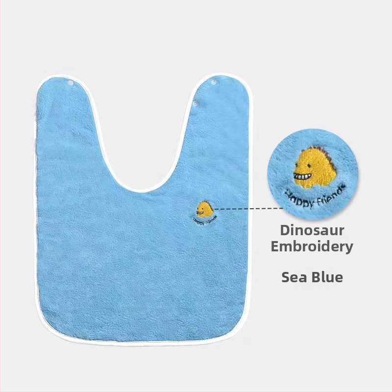Bavetă pentru copii cu prosop de față, multifuncțională, anti-murdărie, reglabilă, material catifea coral, poliester, pentru copii 3–8 ani