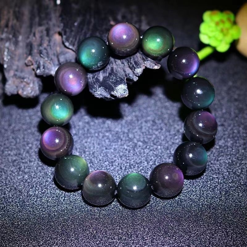 Brățară din obsidian, design natural unisex, realizată manual, bijuterii