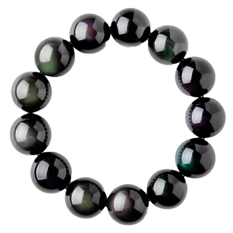 Brățară din obsidian, design natural unisex, realizată manual, bijuterii