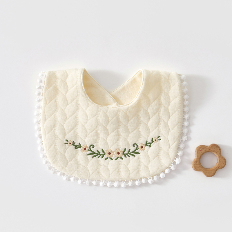 Bebeluș bib cu design cu trei straturi, din bumbac 100%, absorbant pentru saliva, pentru copii 0–3 ani