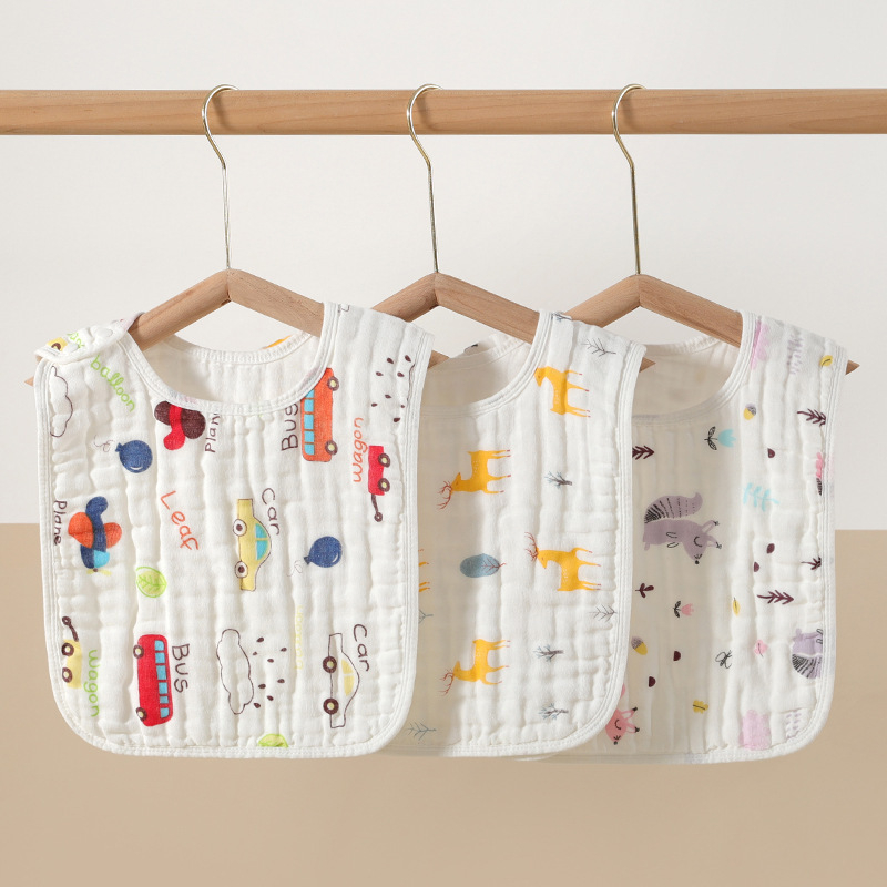 Bavetă pentru bebeluși din bumbac pur cu tifon șase straturi, ultra-absorbant, model desen animat, potrivit pentru nou-născuți până la 6 ani, Siguranță Clasa A