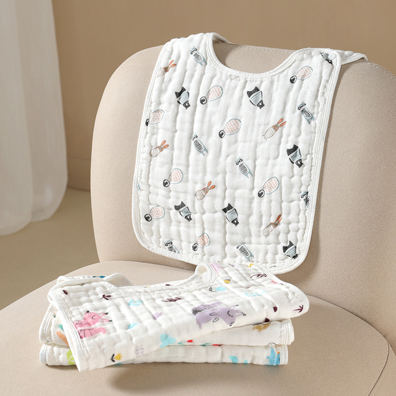 Bavetă pentru bebeluși din bumbac pur cu tifon șase straturi, ultra-absorbant, model desen animat, potrivit pentru nou-născuți până la 6 ani, Siguranță Clasa A