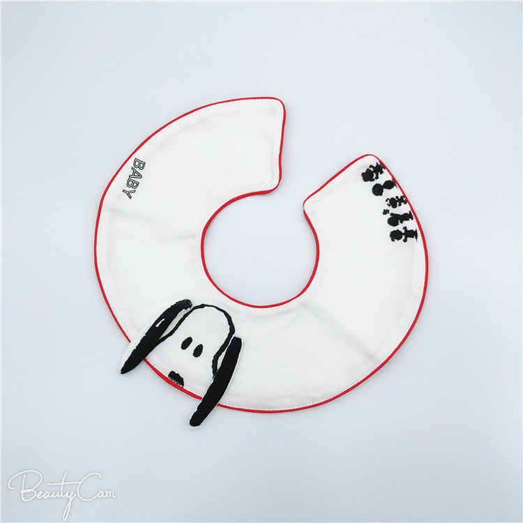 Bib pentru bebeluși, formă circulară, bumbac pur (>95%), impermeabil și rezistent la murdărie, imprimeu cu desene animate, pentru vârsta 0–3 ani