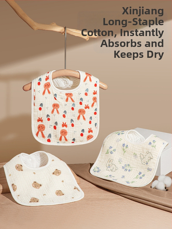 Bib pentru bebeluși, formă U, prosop de salivă din bumbac pur, impermeabil, destinat sugariilor și copiilor 1–3 ani