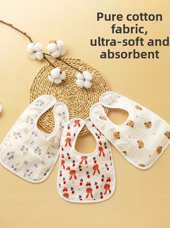 Bib pentru bebeluși, formă U, prosop de salivă din bumbac pur, impermeabil, destinat sugariilor și copiilor 1–3 ani