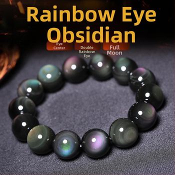 Brățară din obsidian natural curcubeu, lucrată manual, unisex, fără încrustații