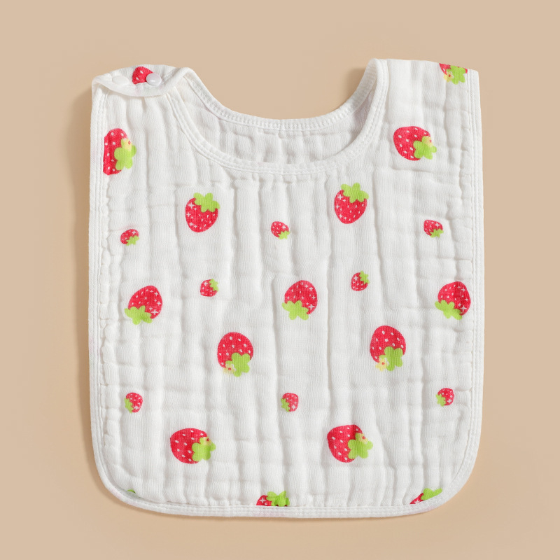 Bibs pentru copii cu prosop de față din bumbac 100%, șase straturi de tifon, imprimeu desen animat, absorbant