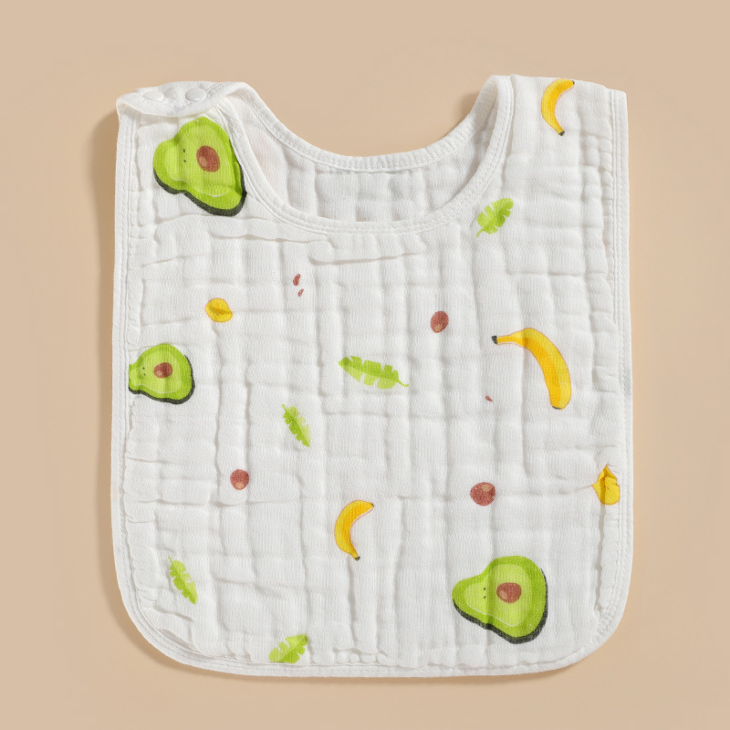 Bibs pentru copii cu prosop de față din bumbac 100%, șase straturi de tifon, imprimeu desen animat, absorbant