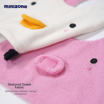 Minizone bavetă de salivă pentru bebeluși cu imprimeu desen animat, din bumbac, închidere cu capse, 0-3 ani