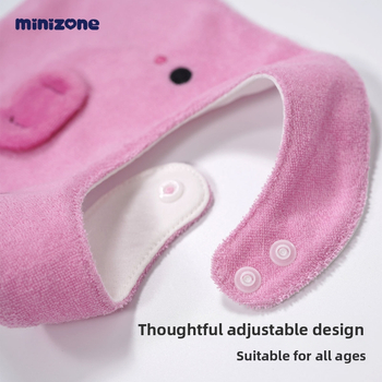 Minizone bavetă de salivă pentru bebeluși cu imprimeu desen animat, din bumbac, închidere cu capse, 0-3 ani