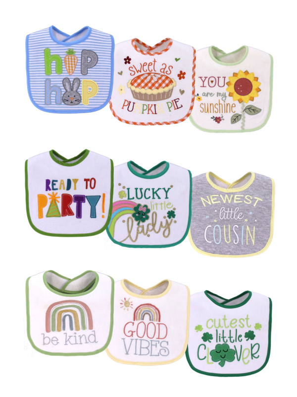 Prosop de saliva pentru bebeluși, din bumbac pur peste 95%, absorbant, brodat în formă de U, cu model desen animat, pentru sugari și copii 0–3 ani