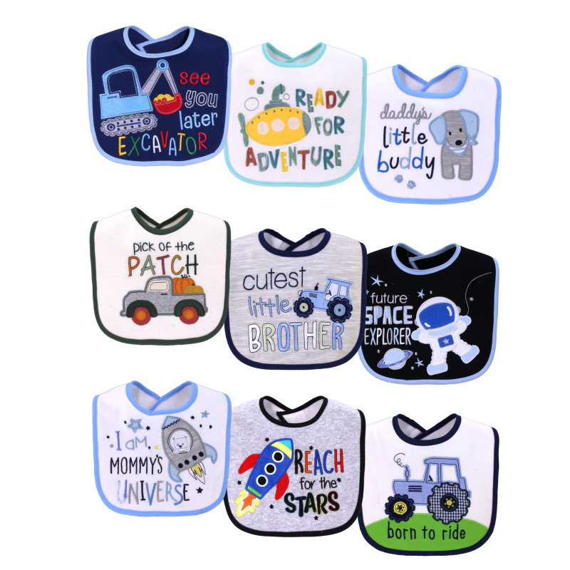 Prosop de saliva pentru bebeluși, din bumbac pur peste 95%, absorbant, brodat în formă de U, cu model desen animat, pentru sugari și copii 0–3 ani