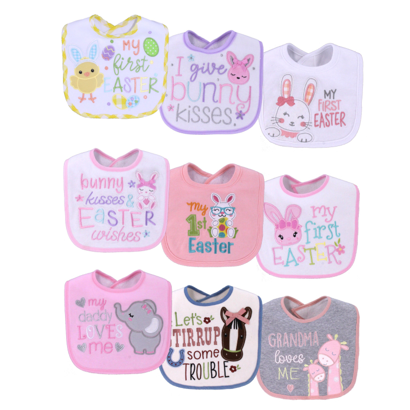 Prosop de saliva pentru bebeluși, din bumbac pur peste 95%, absorbant, brodat în formă de U, cu model desen animat, pentru sugari și copii 0–3 ani