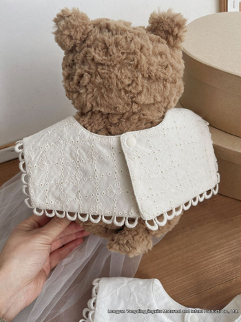 Bavetă de bebeluș în stil coreean, cu funda din dantelă brodată, din bumbac 100%, pentru fete, 1–3 ani, primăvară 2025