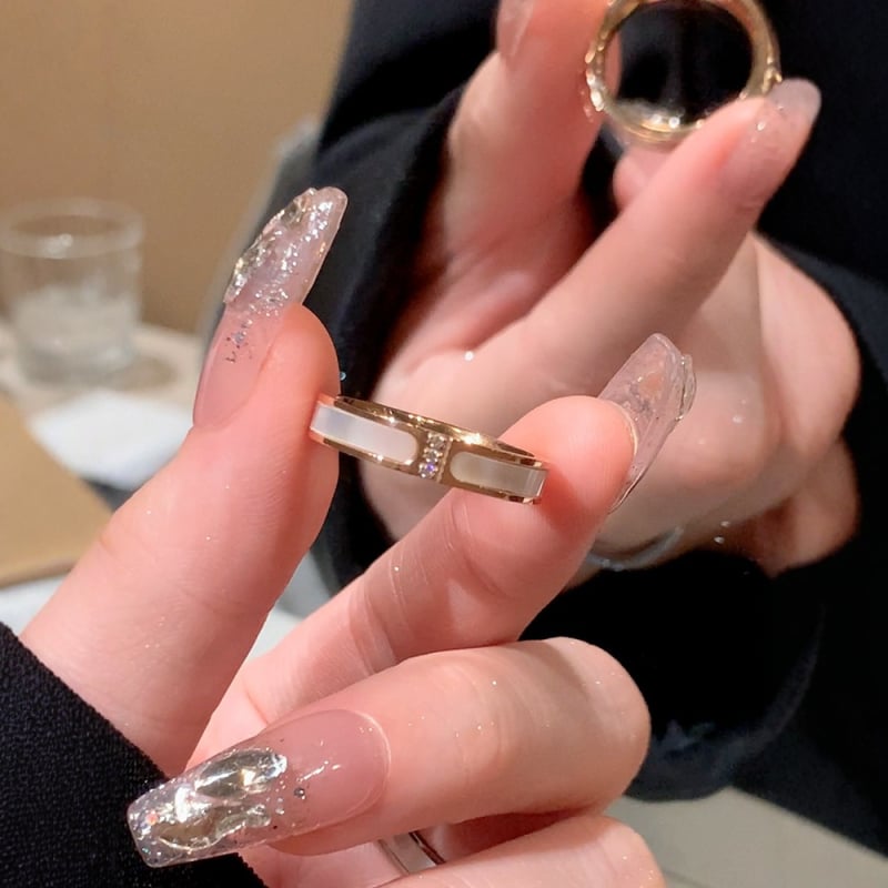 Inel din oțel de titan, New Fan Jin Jewelry, stil light luxury, placat electroplatină pentru femei