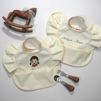 Bavetă reversibilă pentru hrănire bebeluși, design aripi de înger, impermeabil PU, AILYER KIM