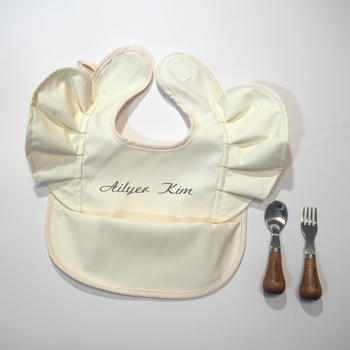 Bavetă reversibilă pentru hrănire bebeluși, design aripi de înger, impermeabil PU, AILYER KIM