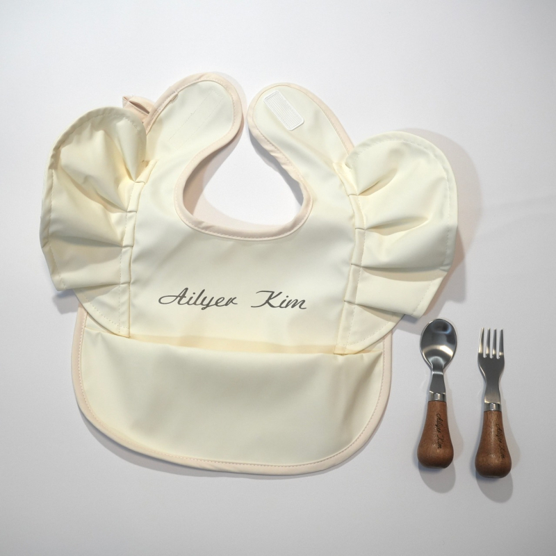 Bavetă reversibilă pentru hrănire bebeluși, design aripi de înger, impermeabil PU, AILYER KIM