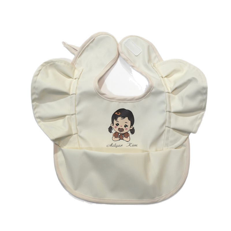 Bavetă reversibilă pentru hrănire bebeluși, design aripi de înger, impermeabil PU, AILYER KIM