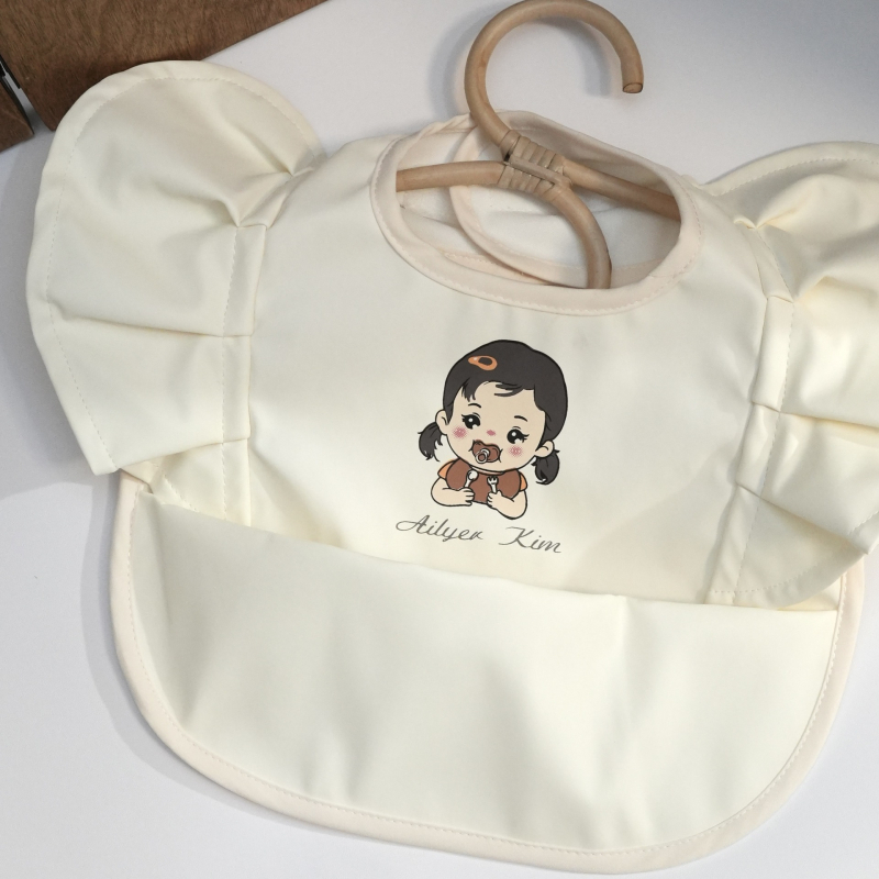 Bavetă reversibilă pentru hrănire bebeluși, design aripi de înger, impermeabil PU, AILYER KIM