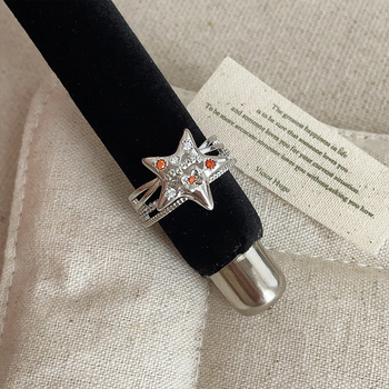 Inel deschis Yingqi cu diamante pavé stelare, aliaj, placare electrolitică