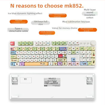 104 klavišų mechaninė klaviatūra su žaliuoju jungikliu, laidinė, skirta staliniams kompiuteriams, vienos spalvos apšvietimas, kabelis 1,6 m