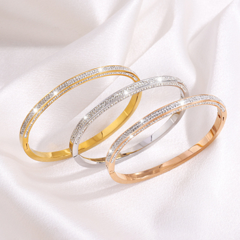 Haiyi Jewelry Brățară din oțel inoxidabil cu diamante pe trei fețe, bijuterii la modă