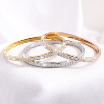 Haiyi Jewelry Brățară din oțel inoxidabil cu diamante pe trei fețe, bijuterii la modă