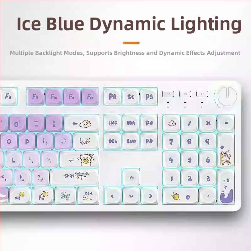 104 mygtukų mechaninė klaviatūra su pasukamu valdikliu, hot-swappable jungikliai, laidinis ryšys