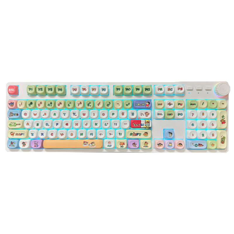 104 mygtukų mechaninė klaviatūra su pasukamu valdikliu, hot-swappable jungikliai, laidinis ryšys