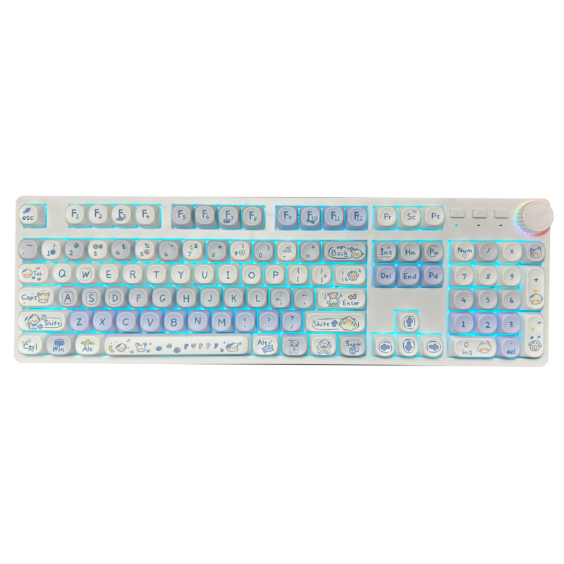 104 mygtukų mechaninė klaviatūra su pasukamu valdikliu, hot-swappable jungikliai, laidinis ryšys