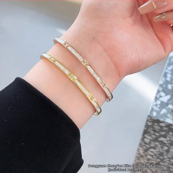 Brățară cu design de segmente de bambus din oțel titan, placare electro, stil lux lejer, greutate 0.07