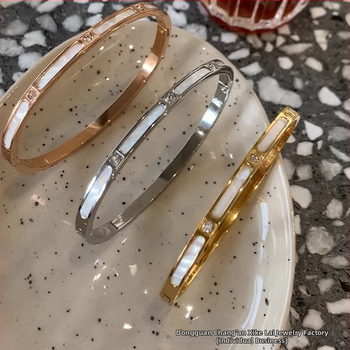 Brățară cu design de segmente de bambus din oțel titan, placare electro, stil lux lejer, greutate 0.07