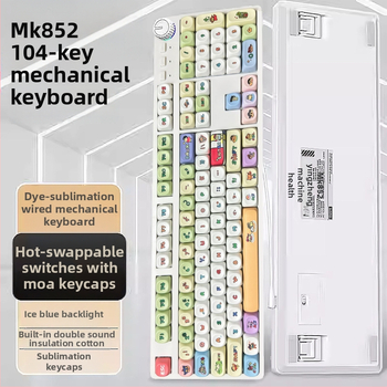 Mechaninė klaviatūra su 104 klavišais, ašis, laidinė, skirta staliniam kompiuteriui