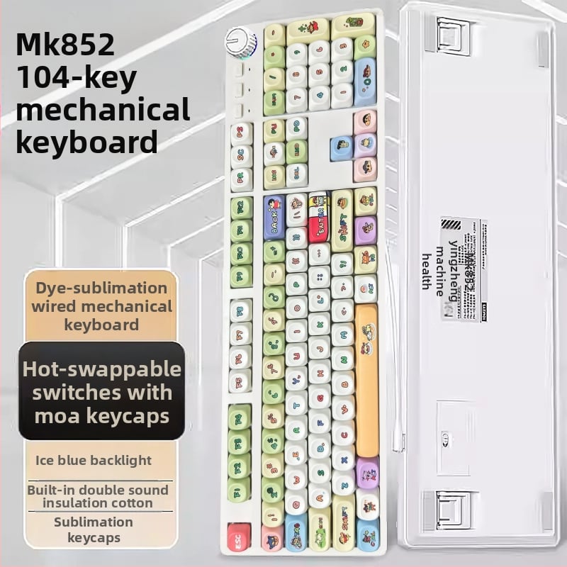 Mechaninė klaviatūra su 104 klavišais, ašis, laidinė, skirta staliniam kompiuteriui