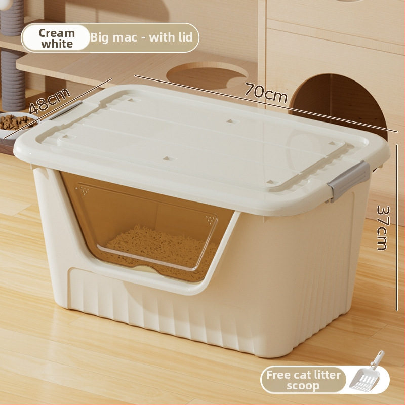 Ekstra lielā kaķu smilšu kastīte, atvērta tipa, kvadrātiska forma, PP materiāls, zīmols Good Home