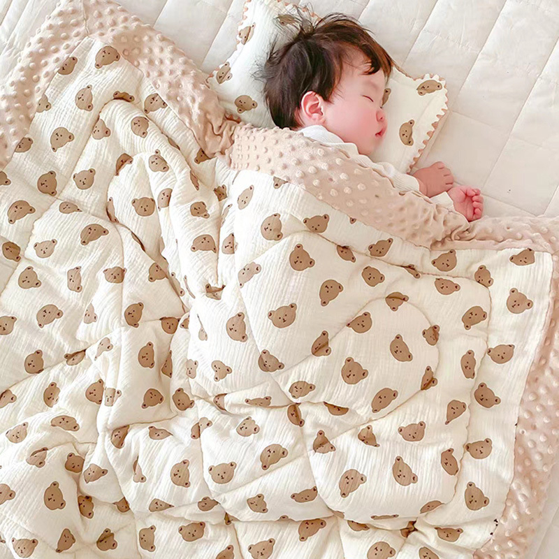 Cuvertură de bebeluș din bumbac 100% cu model desen animat pentru toamnă, potrivită pentru copii 1–3 ani