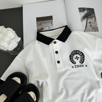 Polo pentru copii, mâneci scurte, stofă tricotată, stil K, vara 2025